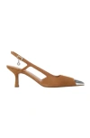 Maje Metallic-toe Suede Pumps In Brown