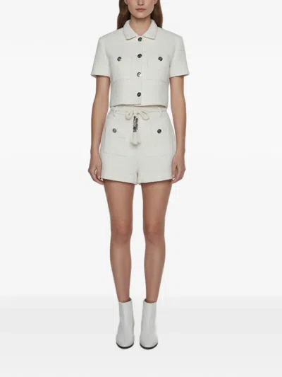 Pre-owned Maje Metallic-tweed Shorts Set In Neutrals