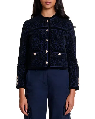 Maje Meverie Cardigan In Black/navy