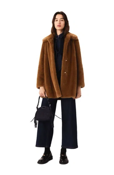 MAJE MAJE MID-LENGTH FAUX FUR COAT