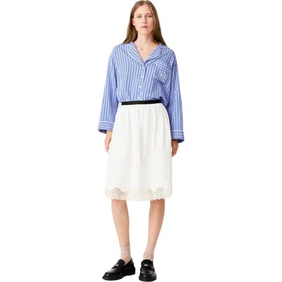 Maje Mid-length Cotton And Lace Skirt In White