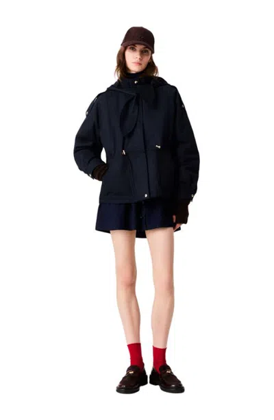 Maje Mid-length Quilted Parka In Black