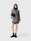Maje Mid-length Wool Blend Coat In Grey