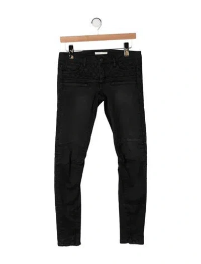 Pre-owned Maje Mid-rise Skinny Leg Jeans In Black