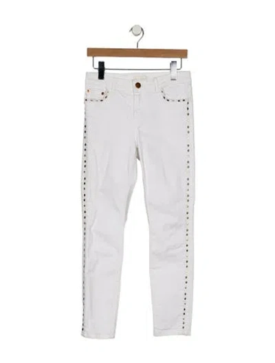 Pre-owned Maje Mid-rise Skinny Leg Jeans In White