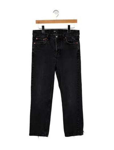 Pre-owned Maje Mid-rise Straight Leg Jeans In Black