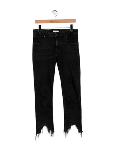Pre-owned Maje Mid-rise Straight Leg Jeans In Black