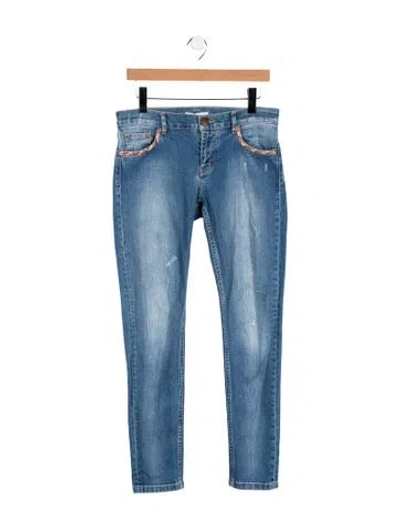 Pre-owned Maje Mid-rise Straight Leg Jeans In Blue