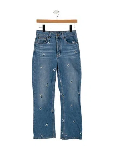 Pre-owned Maje Mid-rise Wide Leg Jeans In Blue