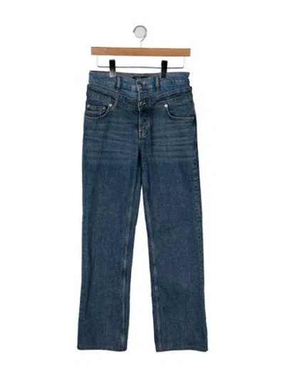 Pre-owned Maje Mid-rise Wide Leg Jeans In Blue
