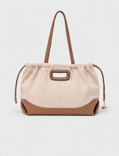 Maje Milpli Canvas And Leather Tote Bag In White