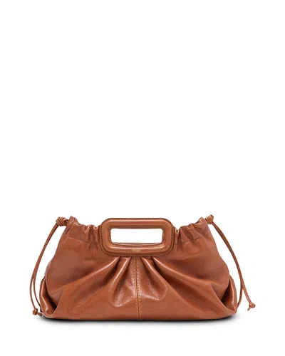 Maje Milpli Pleated Leather Crossbody Pouch In Tobacco