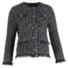 Maje Mimir Fancy Lurex Knit Cardigan In Navy Blue Tweed In Blue
