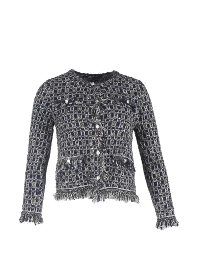 Pre-owned Maje Mimir Tweed Jacket In Blue
