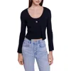 Maje Stretch Knit Twin Set In Black