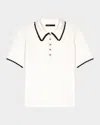 Maje Pointelle Knit Crochet Polo Shirt In White / Black