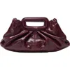 Maje Womens Branded Textured Leather Clutch Bag Burgundy In Burgundy