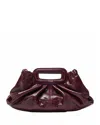 Maje Womens Branded Textured Leather Clutch Bag Burgundy In Burgundy