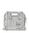Maje Croc Metallic Leather Mini Shoulder Bag In Black