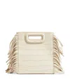 Maje Womens Ecru M Mini Mock-croc Embossed-leather Cross-body Bag In White