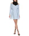 Maje Riarisa Cold Shoulder Long Sleeve Turtleneck Shirtdress In Blue