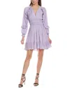 Maje Rilas Embroidered Ruffle Babydoll Minidress In Purple
