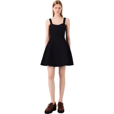 Maje Mini Knitted Babydoll Dress In Black