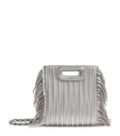 Maje Mini Leather 'm' Top-handle Bag In Black