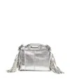 Maje Metallic Leather Miss M Mini Bag In Silver