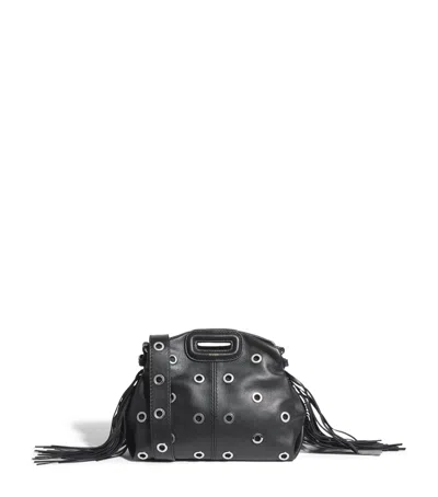 Maje Mini Leather Miss M Shoulder Bag In Black