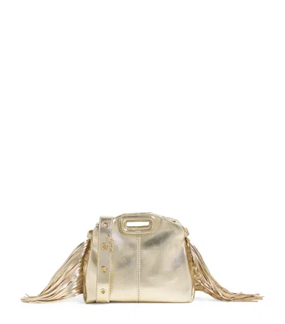 Maje Mini Leather Miss M Shoulder Bag In Gold