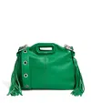 Maje Womens Verts Miss M Mini Logo-embossed Leather Shoulder Bag In Green