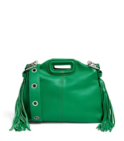 Maje Mini Leather Miss M Shoulder Bag In Green