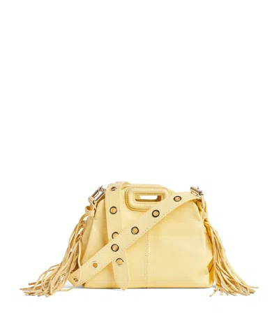Maje Mini Leather Miss M Shoulder Bag In Yellow