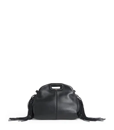 Maje Mini Leather Miss M Top-handle Bag In Black