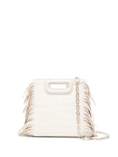 Maje Mini M Crocodile-embossed Tote Bag In Neutrals