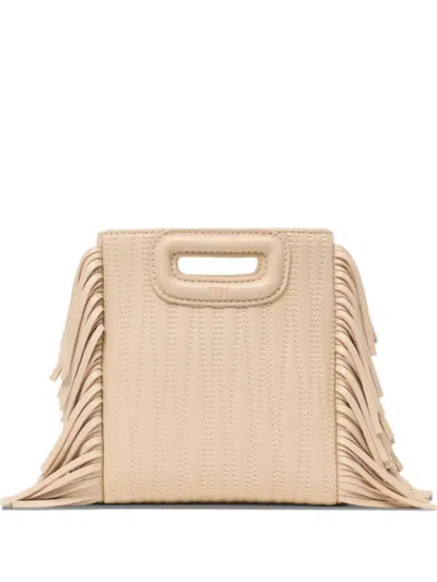 Maje Mini M Fringed Tote Bag In Neutral