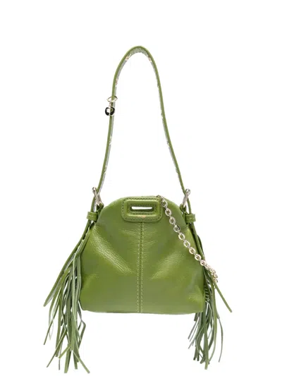Maje Mini Miss M Fringed Tote Bag In Green