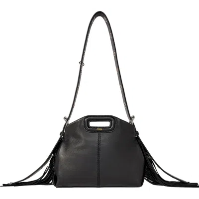 Maje Miss M Smooth Leather Mini Bag In Black