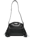 Maje Miss M Smooth Leather Mini Bag In Schwarz