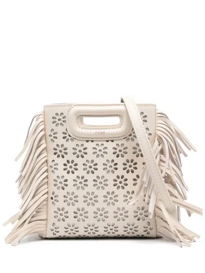 Maje Mini Perforated Leather Tote Bag In 中性色