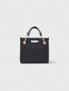 Maje Mini Quilted Leather Tote Bag In Black
