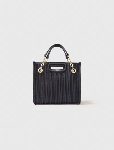 Maje Mini Quilted Leather Tote Bag In Black