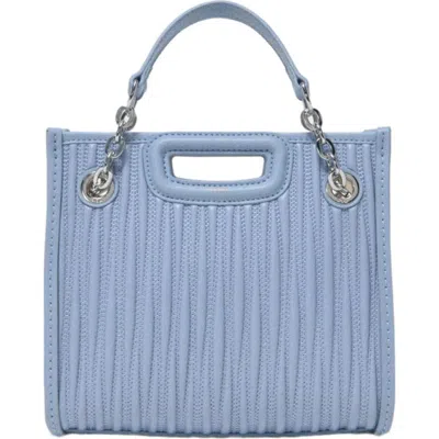 Maje Mini Quilted Leather Tote Bag In Blue