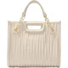 Maje Mini Quilted Leather Tote In Ecru