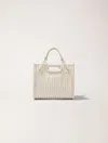 Maje Mini Quilted Leather Tote In Ecru