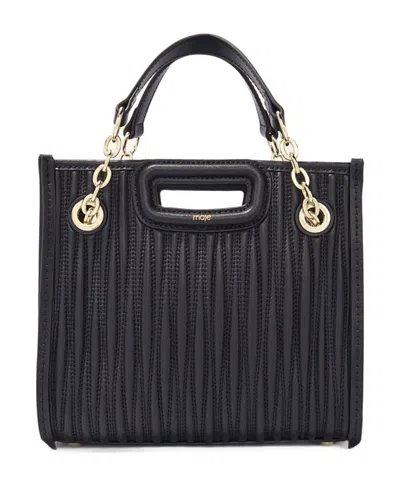 Maje Mini Quilted Leather Tote In White