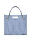 Maje Mini Quilted Leather Tote In Blue