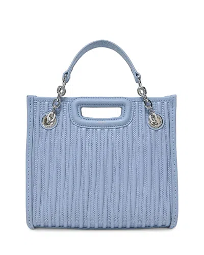 Maje Mini Quilted Leather Tote In Blue Sky