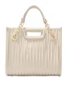 Maje Mini Quilted Leather Tote In Ecru